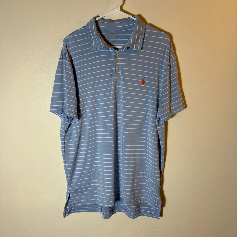 Polo Ralph Lauren Striped Short‎ Sleeve Polo Shirt Size Large Blue
